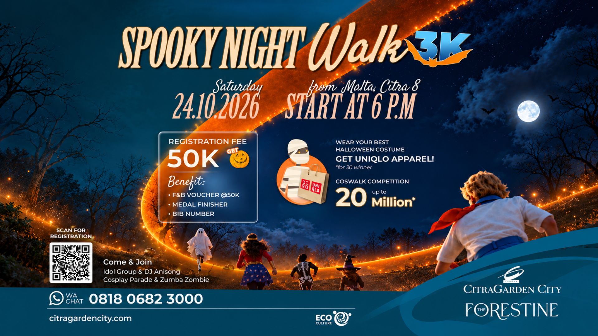 Spooky Night Walk 3K Citra 8 Rayakan Halloween Seru Bersama The Forestine